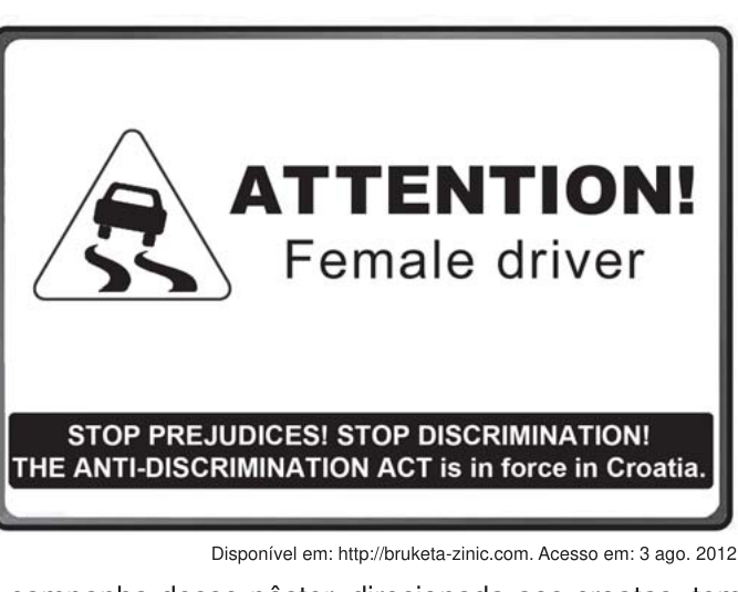 Pôster de campanha de segurança no trânsito direcionado ao público croata — imagem em inglês relacionada a comportamentos de risco ao volante e questões de gênero